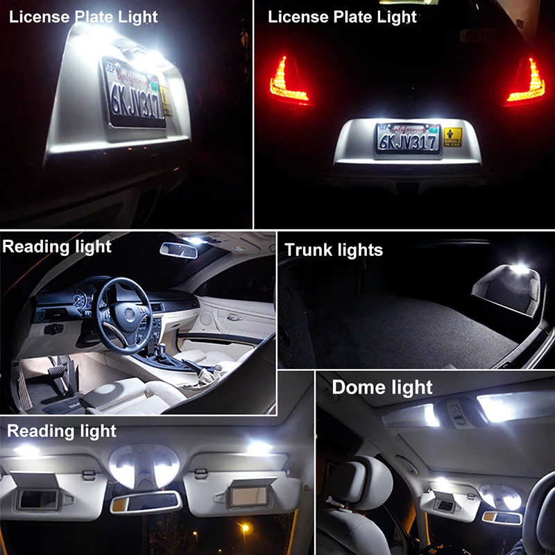 7 шт. светодиодный комплект для 2012- Fiat 500 Canbus Белая светодиодная лампа для автомобиля лампочки Интерьер Пакет купол багажник номерной знак свет