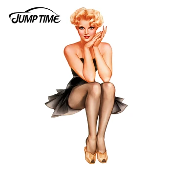 

JumpTime 13cm x 6.9cm Sexy Beauty Vintage Pin-Up Girl Car Sticker 3D Vinyl Waterproof Car Window Laptop Decal