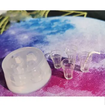 

Handmade 3D Mini Glass Bottle Resin Mold Drink Bottle Straw Milk Cup Resin Casting Mold Epoxy Resin Jewelry Tools