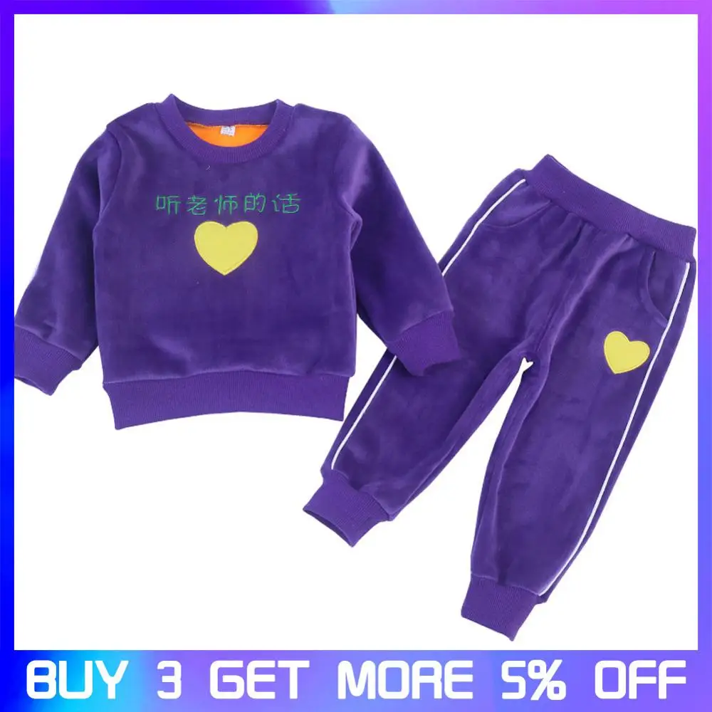 

Kids Clothing Set Outfits Baby Girl Hoodies Gold Velvet + Sport Casual Pants 2pcs Suits Long Sleeve Children Sports Set