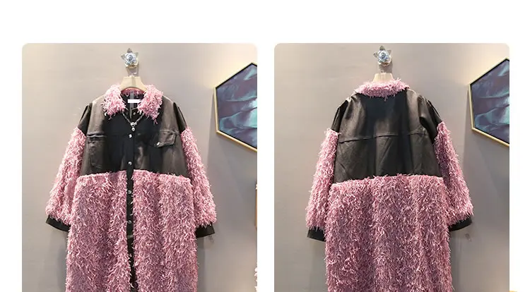 XITAO модных цветов с кисточками лоскутное пальто из искусственной кожи женская одежда Мода карман индивидуальность отложной воротник Тренч Новинка GCC2551