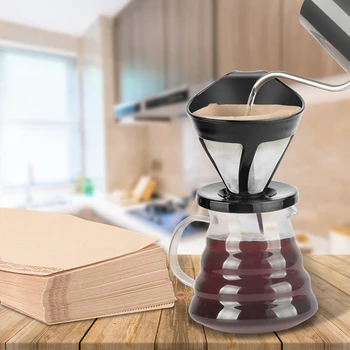 

New Coffee Maker Filter Cone Dripper Cups Pour Over Serving Mug Transparent Reusable offee Dripper Filter Cup V60 Resuable Espre