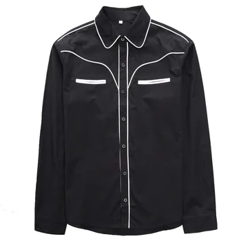 

Black Casual Men's Shirt Long Sleeve Spring Men's Clothing Vintage Plus Size Gothic 50s Slim Fit Shirt Man Dress Jersey Clothing