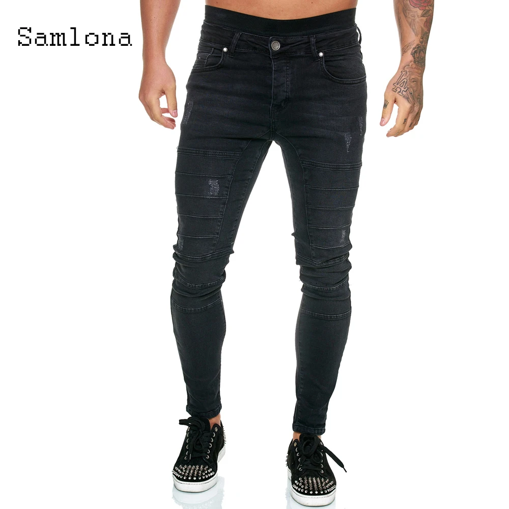 Plus size men sexy jeans denim pants casual pantalon mens clothes fashion 2025 European and American style blue black trousers denim pants denim trousers