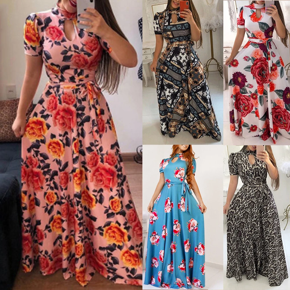 LASPERAL/повседневное женское летнее платье с принтом, халат Femme Vestido, Женский пуловер, большие размеры, уличная одежда, длинное Бандажное Платье Макси