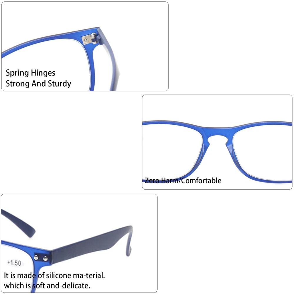 CLASAGA  2 Pack Metal Hinge Reading Glasses Men and Women HD Reader Prescription Eyeglasses Diopter +0.5+1.0+2.0+3.0+4.0+5.0+6.0