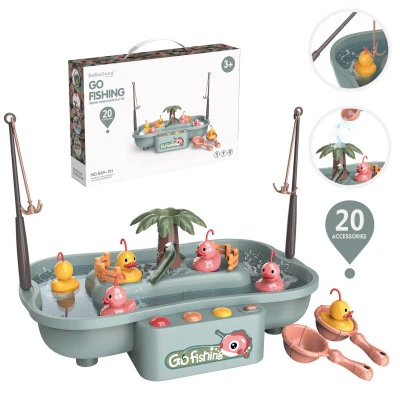 2021 Child Toy Magnetic Fishing Music Electric Circulation Fishing Duck Fishing Platform Water Play Game Toys for Kids Gift 8