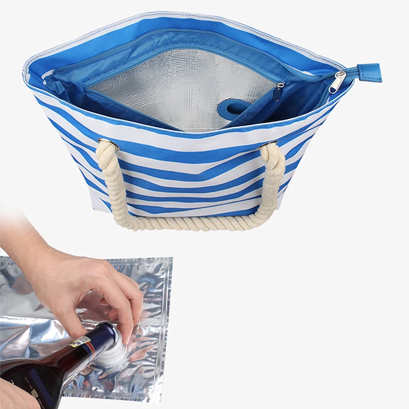 Wine Canvas Bag With Hidden Insulated Compartment Fashionable Casual