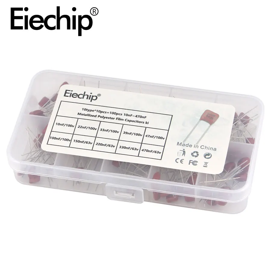 10nF to 470nF. Metallized Polyester Film Capacitor Assorted Kit 