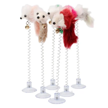 

1PC 3 Types Funny Cat Toys Elastic False Mouse Spring Sucker Pet Plastic Toys Cat InteractiveTraining Playing Toys