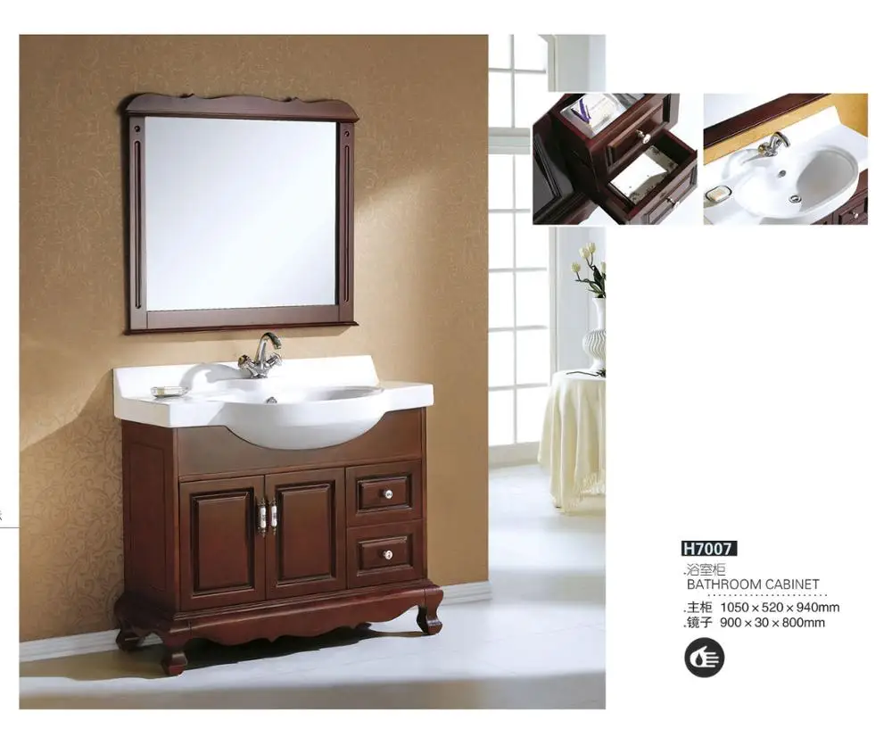 Шкаф для ванной комнаты из цельного дерева в европейском стиле|bathroom cabinet|wooden bathroom