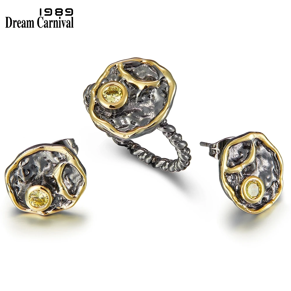 WE3960S2 DreamCarnival1989 New Arrival Geometric Designed Earrings Rings Set For Women Zircon Hot Pick Daily Party Girls Jewelry (1)