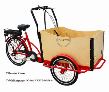 شراءبسعر منخفض من المورد الصيني CE Bakfiets الهولندية الكهربائية بدون طيار دراجة ثلاثية العجلات الأسرة دواسة البضائع دراجة للأطفال مع الأسود