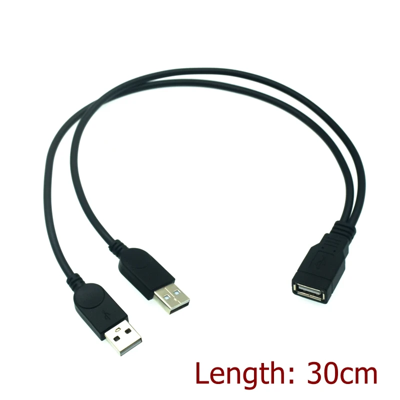 1PC USB 2.0 câble d'extension A 1 femelle à 2 double USB mâle Hub de  données adaptateur secteur Y séparateur USB câble d'alimentation de charge  cordon