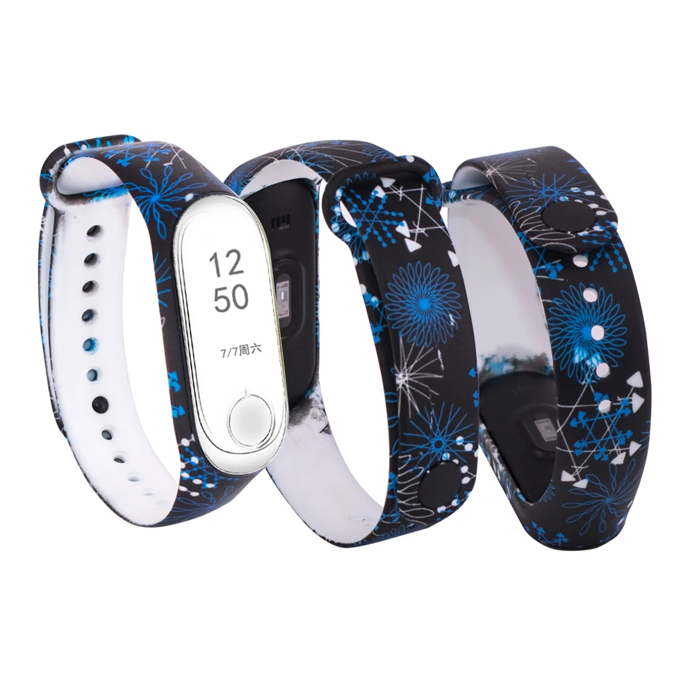 Colorful flowers Mi Band 4 Strap Bracelet Replacement for Xiaomi miband 3 4 Universal silicone wrist strap mi3 belt - Цвет: JiHe