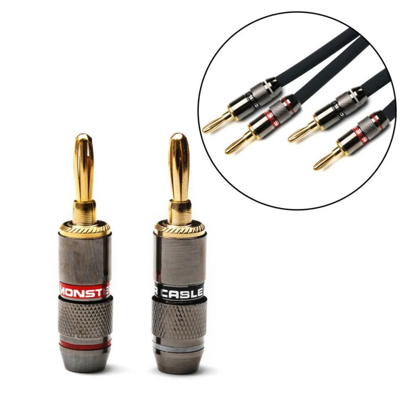 

Accessories Banana Plugs 12pcs Interconnects Speaker Adapter 24K Gold Plated Connectors 50-90VA Jack