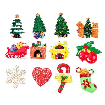 

12pcs Christmas Elements Design Resin Fridge Magnet DIY Fridge Sticker for Home (Random Style)