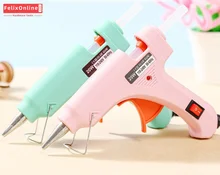 20w 100w mini pistola de cola quente cor de rosa tira de silicone de vidro quente melt cola varas diy ferramenta de utilidade artesanal multi cor opcional