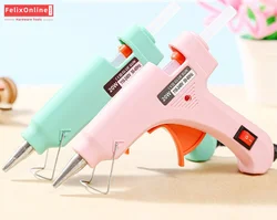 20w 100w mini pistola de cola quente cor de rosa tira de silicone de vidro quente melt cola varas diy ferramenta de utilidade artesanal multi cor opcional