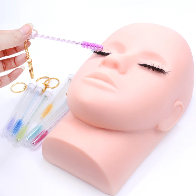 일회용 속눈썹 마스카라 지팡이, 열쇠 고리가 있는 튜브, 재사용 가능한 속눈썹 스풀리 브러시, 방진 케이스, 2 개