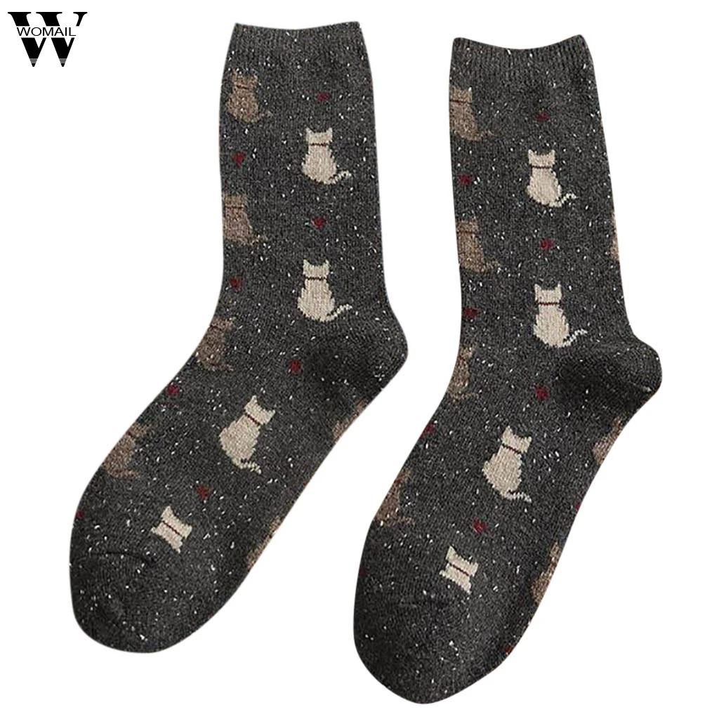 Womail/женские японские милые хлопковые носки в стиле ретро с рисунком кота; Стандартные Повседневные носки