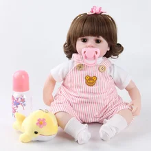 JULY'S SONG 42CM Reborn bébé poupées avec dauphin yeux bruns coton corps en peluche réaliste bébé bébé Reborn poupées jouets pour les filles(China)