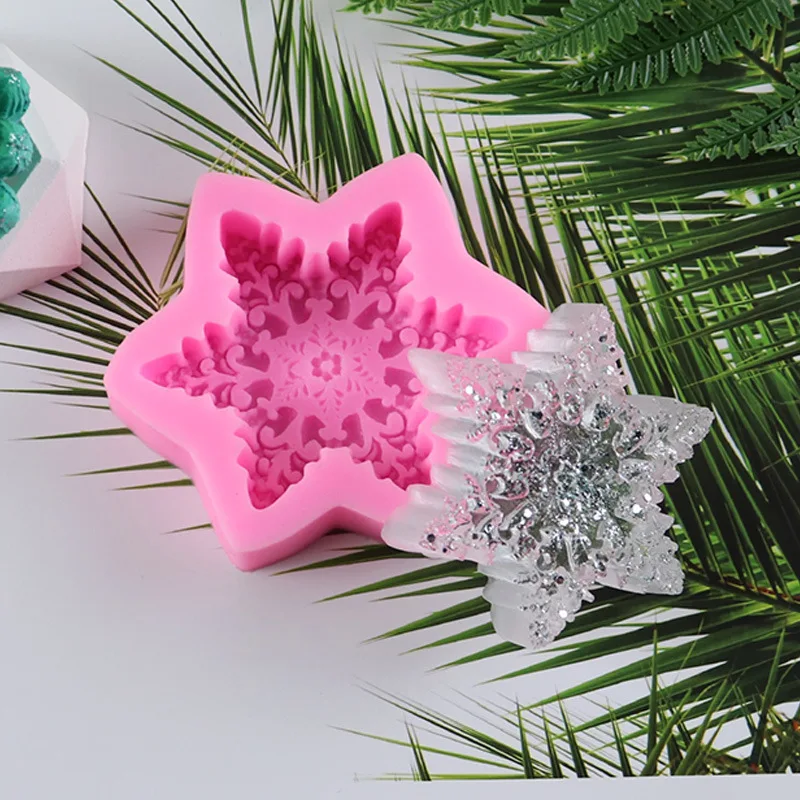 

3D Snowflake Star Silicone Chocolate Mould Heart Love Soap Mold Candle Polymer Clay Molds Crafts DIY Forms Soap Base Tool