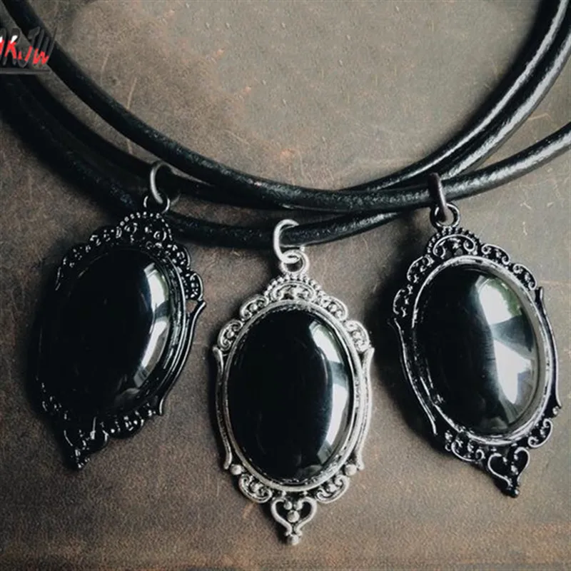 Pitch Black Onyx Necklace Gothic Stone Witchy Jewelry Classical Fashion Daughter's Gift Magic Pendant Charm Woman Mystical witch |