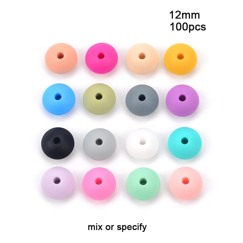 mix or choose LOFCA, 12 мм, 100 шт./лот, силиконовая чечевица, круглые бусины, Прорезыватель для зубов, детский прорезыватель, жевательный, BPA бесплатно, сделай сам, цепочка для соски, пищевой силикон - Цвет: mix or choose