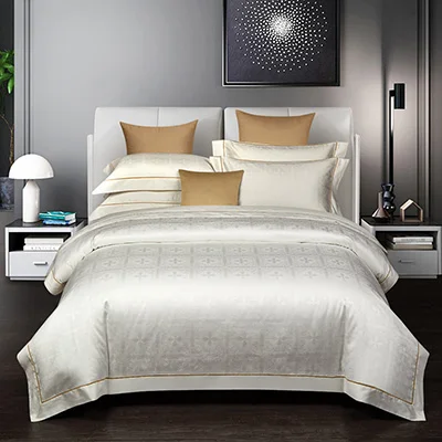 color1 Простой стиль роскошный пододеяльник из жаккардового шелка 4 шт. queen King size Египетский хлопок Ультра Комплект мягкого постельного белья стеганое одеяло простыня лист - Цвет: color1