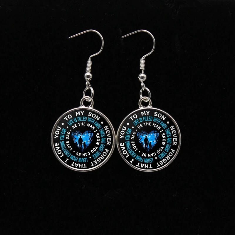 

2020 New Father and Son Fashion Charm Earrings for My Son Will Never Forget I Love You Neclas
