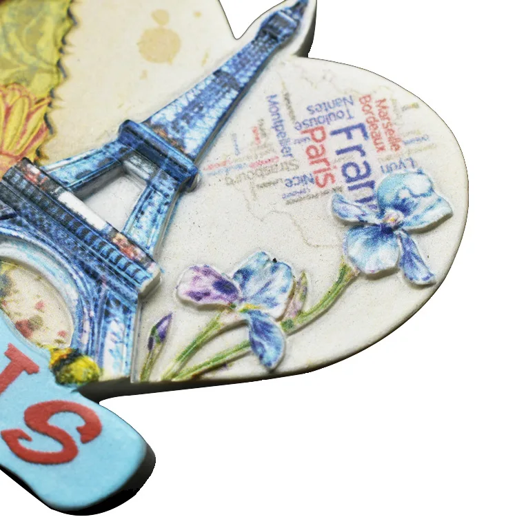 Lychee Life Creative 3D Metal Magnet France Towel Fridge Sticker Resin Sticker Paris Tourist Souvenir Home Decoration