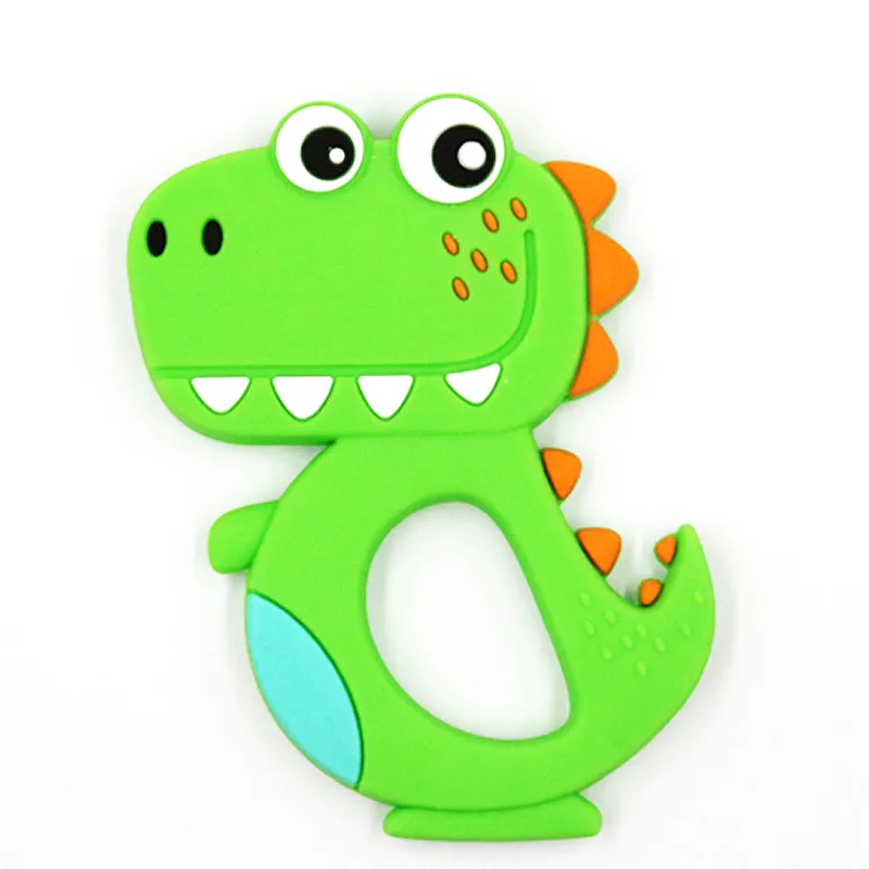 Green Dragon Фламинго динозавр без БФА, силиконовый Прорезыватель для зубов, пищевой стержень, прорезыватель, детские подарки для душа, Мультяшные животные, прорезыватель - Цвет: Green Dragon