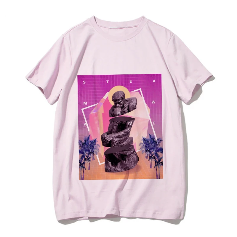 4339-pink Новинка, розовая Женская одежда, эстетика vaporwave Art, Harajuku, винтажная мода, уличная одежда, спортивный костюм, индивидуальная женская футболка - Цвет: 4339-pink