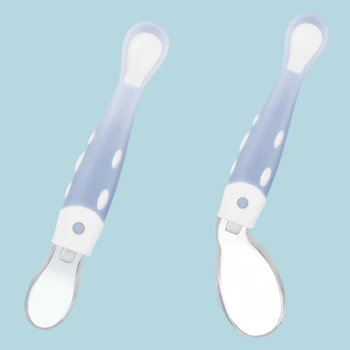 

Temperature Sensitive Spoon Silicone Soft Head Spoon Dual-Purpose Head Spoon Two Boxed Set