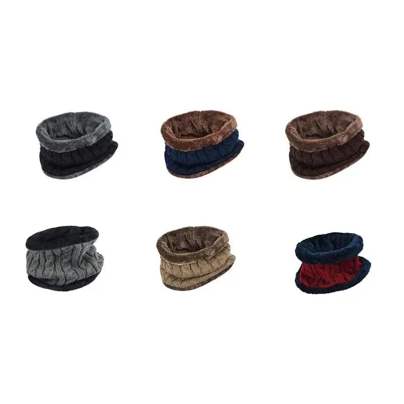 Зимний теплый плюшевый вязаный шарф однотонный для мужчин и женщин эластичная