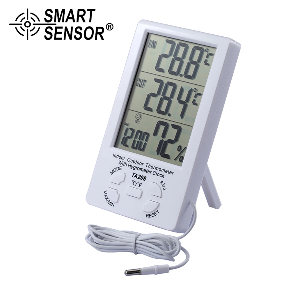 MULTICOMP PRO TA298 Thermometer, Hygrometer Clock, Indoor/Outdoor, 0°C to  +50°C, 150 mm, 88 mm, 25 mm