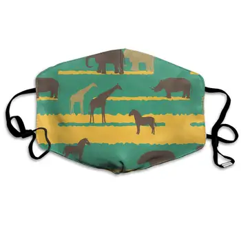 

African Animals Silhouettes Washable Reusable Mask, Cotton Anti Dust Half Face Mouth Mask For Kids Teens Men Women With