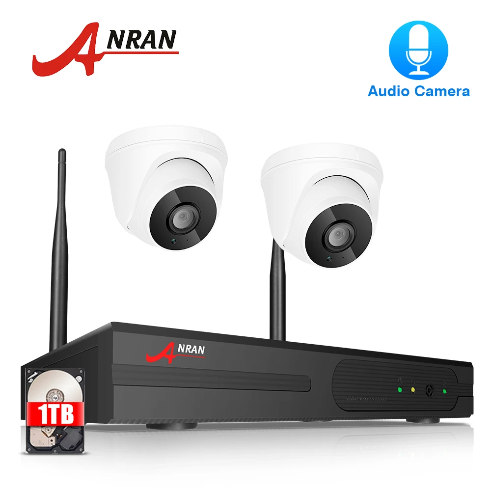 ANRAN Домашний Беспроводной комплект видеонаблюдения Аудио CCTV камера система 4 CH NVR набор 1080P HD домашняя Wifi камера безопасности - Цвет: 2 Camera 4 CH NVR