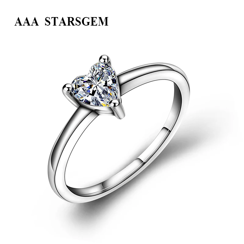 AAA Starsgem Вечерние Элегантные Роскошные кольцо из белого золота 18 карат 3 когти