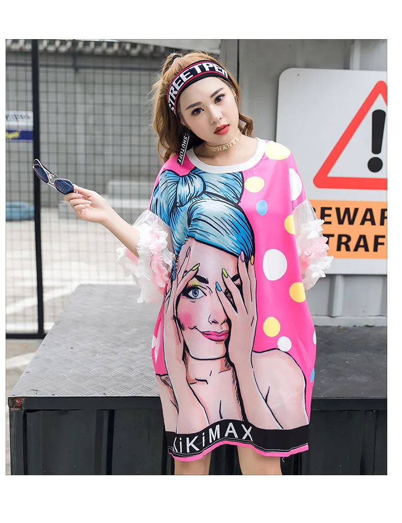 Vefadisa beauty Girl Футболка с принтом женская розовая длинная футболка рубашка с расклешенными рукавами летнее короткое свободное платье для девочек ZLD487