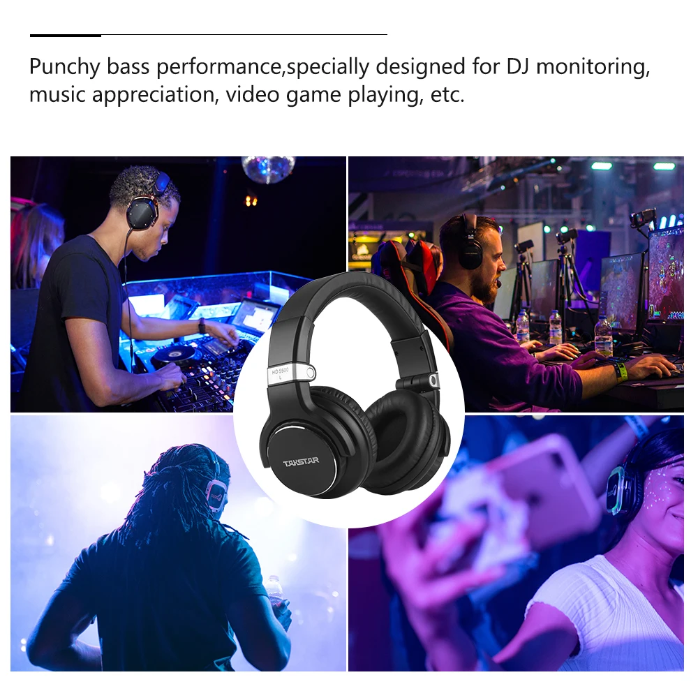 TAKSTAR HD 5500 Накладные Наушники Профессиональные студийные DJ наушники с шумоподавлением Проводная гарнитура для мониторинга записи музыки