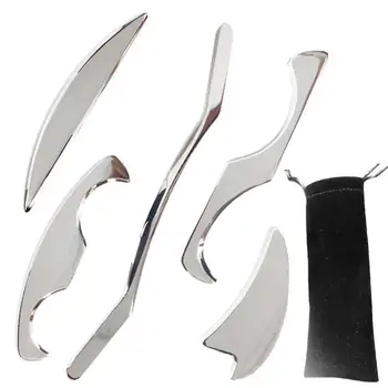 

Stainless Steel Massage Tools Gua Sha Health Massage Stainless Steel Tools Hand Scraping Therapy Box 5 Pcs Set