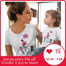 Женская футболка Одинаковая одежда для семьи костюм для девочек новые летние футболки с короткими рукавами для мамы и дочки, одежда для малышей