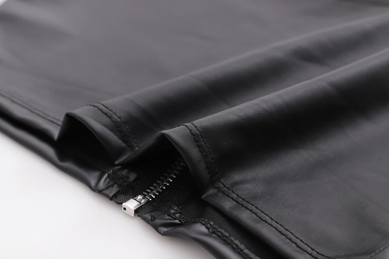 SheMujerSky Summer Pu Leather Crop Top Women Black Sexy Zipper Cropped Tops Sleeveless Top
