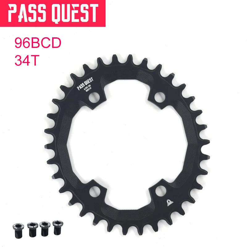 PASS QUEST oval Chainring 96BCD MTB Narrow Wide Bicycle Chainwheel 32/34/36/38/40/42T for deore xt M7000 M8000 M9000 Crankset - Цвет: 34T