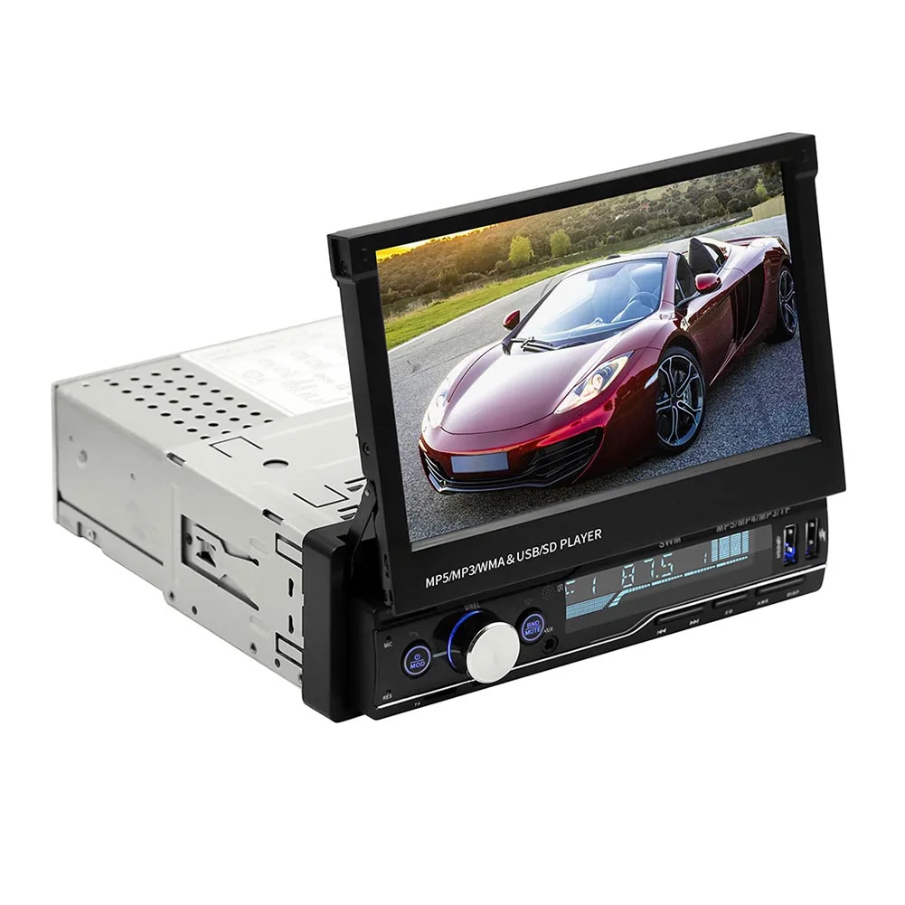 

7 Inch Reverse Image Card Insert Foldable Screen Car MP4 Player HD FM Radio Handsfree Aux Remote Control Charging Bluetooth