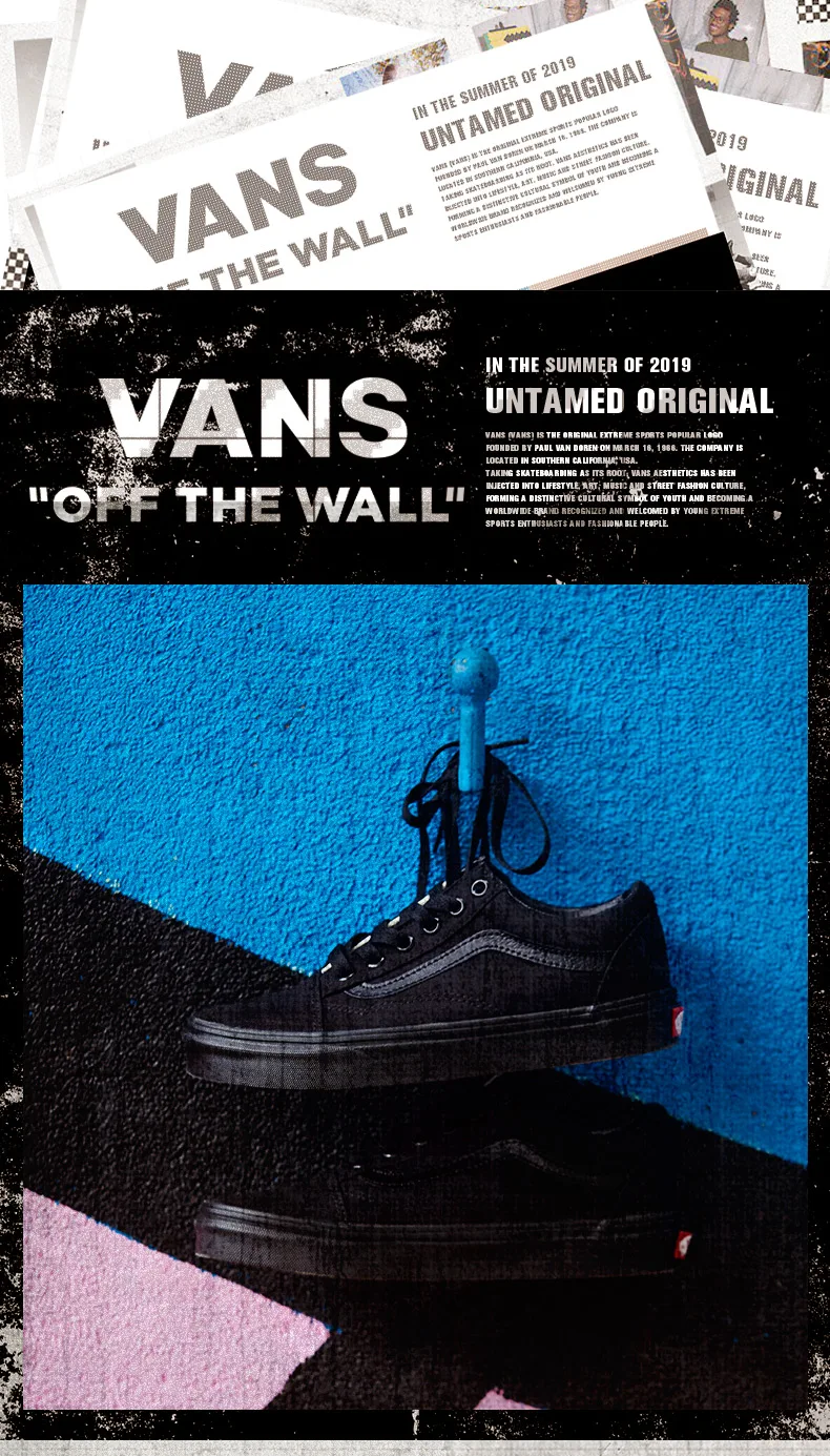 VANS OLD SKOOL/Мужская и женская обувь; Классические Оригинальные подлинные уличные стильные Низкие Модные черные туфли; VN000D3HBKA