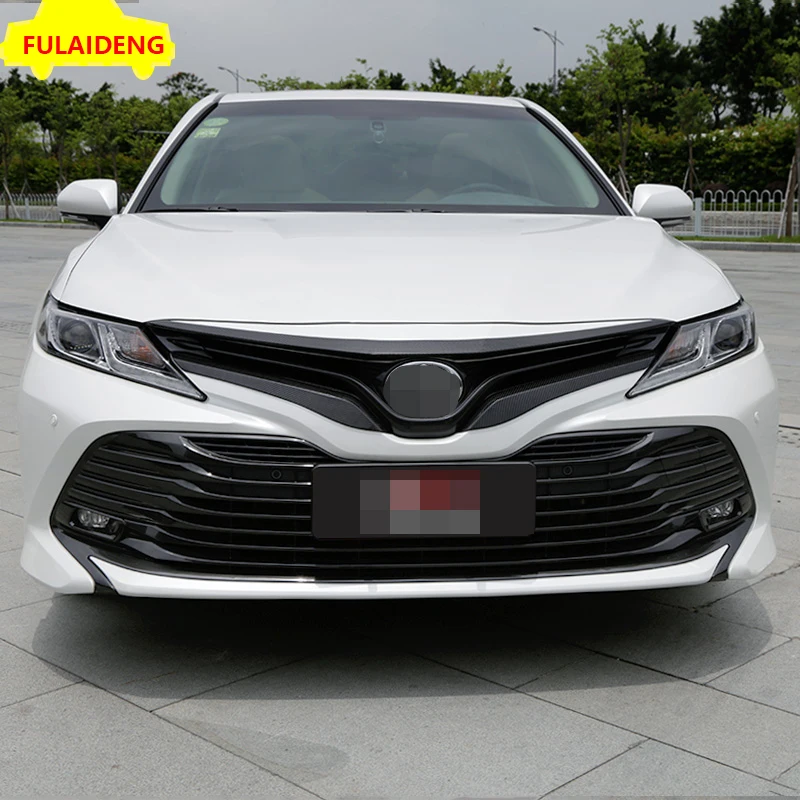2 шт. для Toyota Camry- L LE XLE углеродное волокно ABS хром передняя крышка обрамление чехла капота аксессуары для стайлинга автомобилей