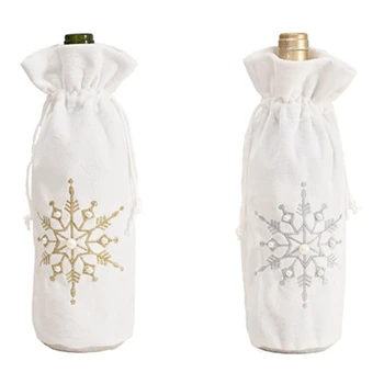 

2 Piece Set of Christmas Decorations Snowflake Wine Bottle Bag Creative Wine Bottle Cover Red Wine Bottle Dress Up